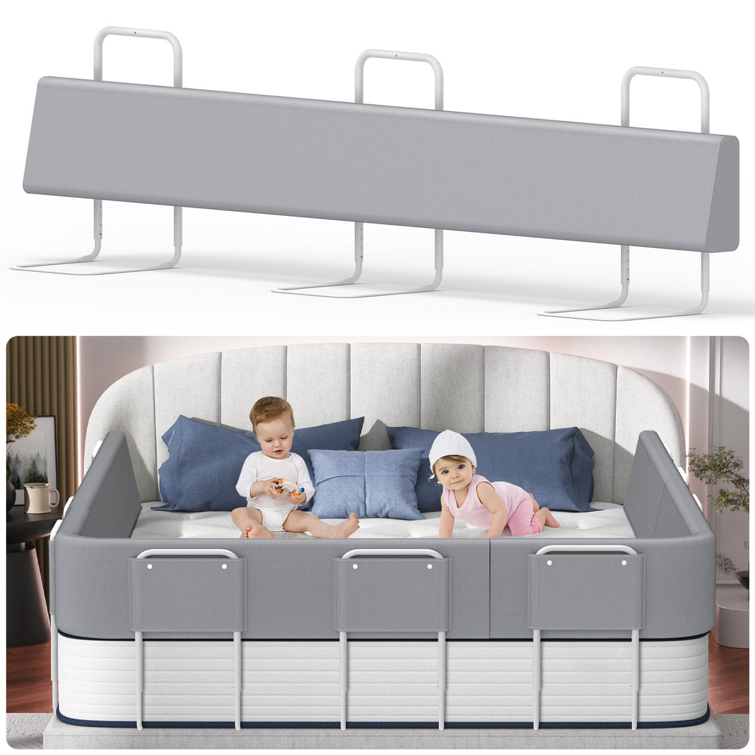 Bettgitter 200cm，Bettschutzgitter für Kinder，Rausfallschutz Bett，Baby Bettschutzgitter，Höhenverstell