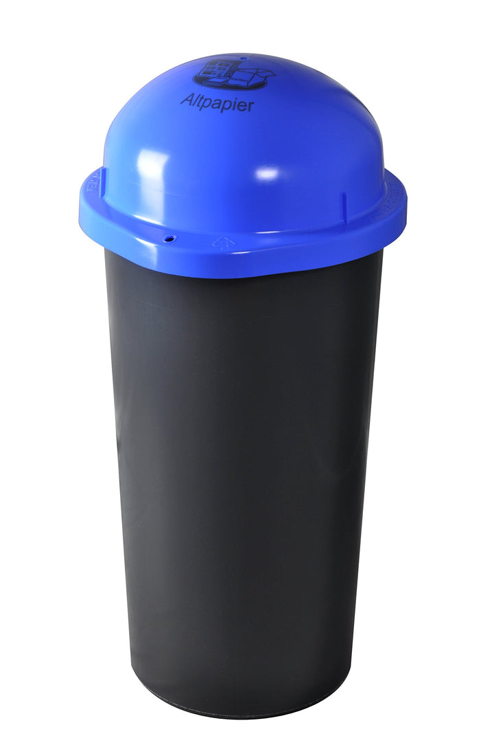 KUEFA HD-LA 60 Liter Mülleimer, Müllsackständer mit Laserbeschriftung (Blau, Papier) und Befestigung