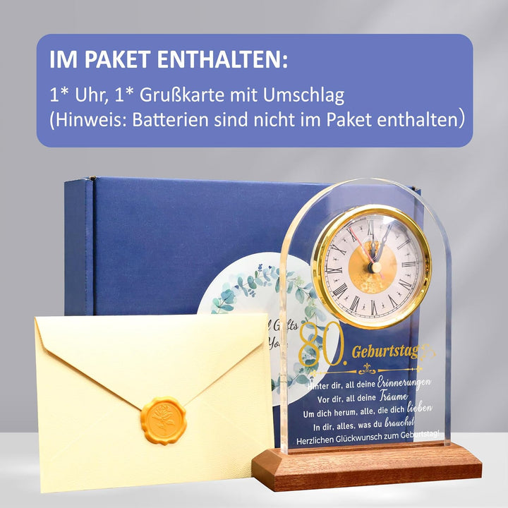 OkiyiD 80. Geburtstag Geschenke für Frauen, Besonderes Geburtstagsgeschenk - Quarzuhr Tischuhr, Cool