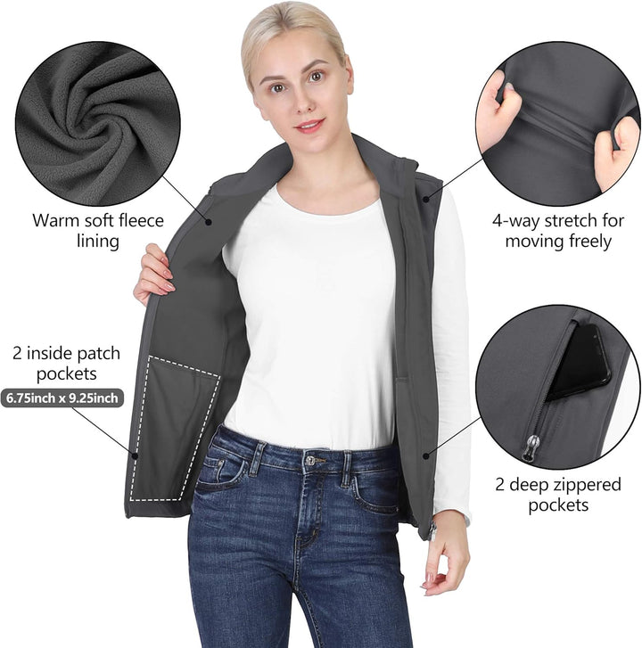 Outdoor Ventures Damen Sport Softshell Weste Leichte Ärmellose Jacke Frauen Gilets Winddicht Warm Fl
