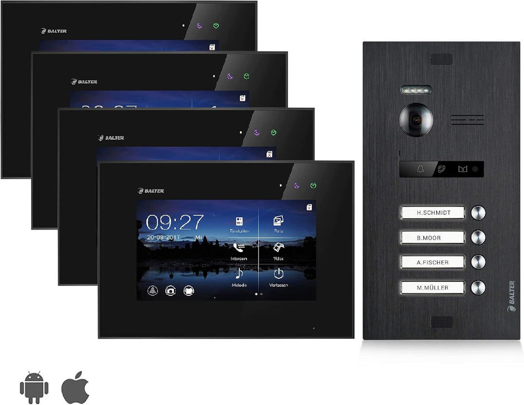 BALTER EVO Video Türsprechanlage ✓ Touchscreen 7 Zoll Monitor Schwarz ✓ Türstation für Mehrfamilienh