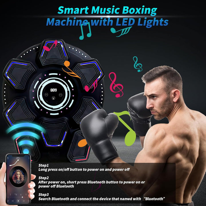 Music Boxing Machine für Erwachsene, Wandmontierte LED Licht Bluetooth Musikboxing Maschine Schwarz-