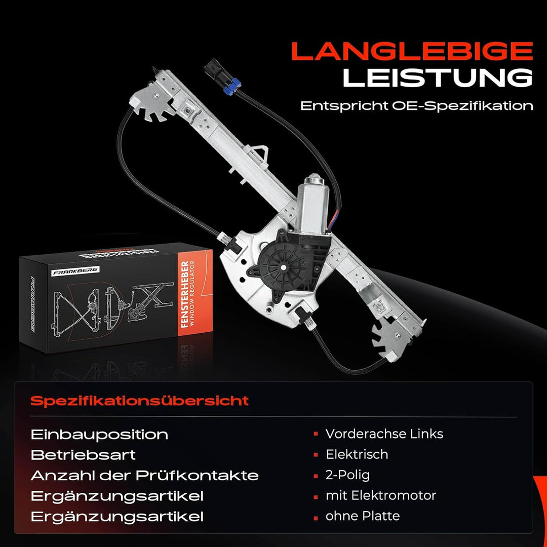 Frankberg 1x Fensterheber Mit Motor Vorne Links Kompatibel mit Punto 188 Schrägheck 1999-2012 Punto