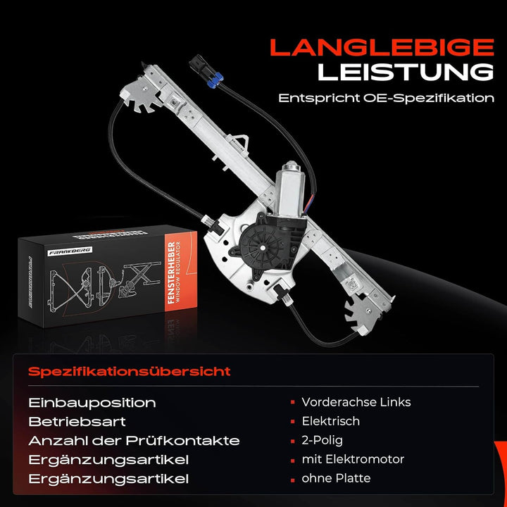 Frankberg 1x Fensterheber Mit Motor Vorne Links Kompatibel mit Punto 188 Schrägheck 1999-2012 Punto