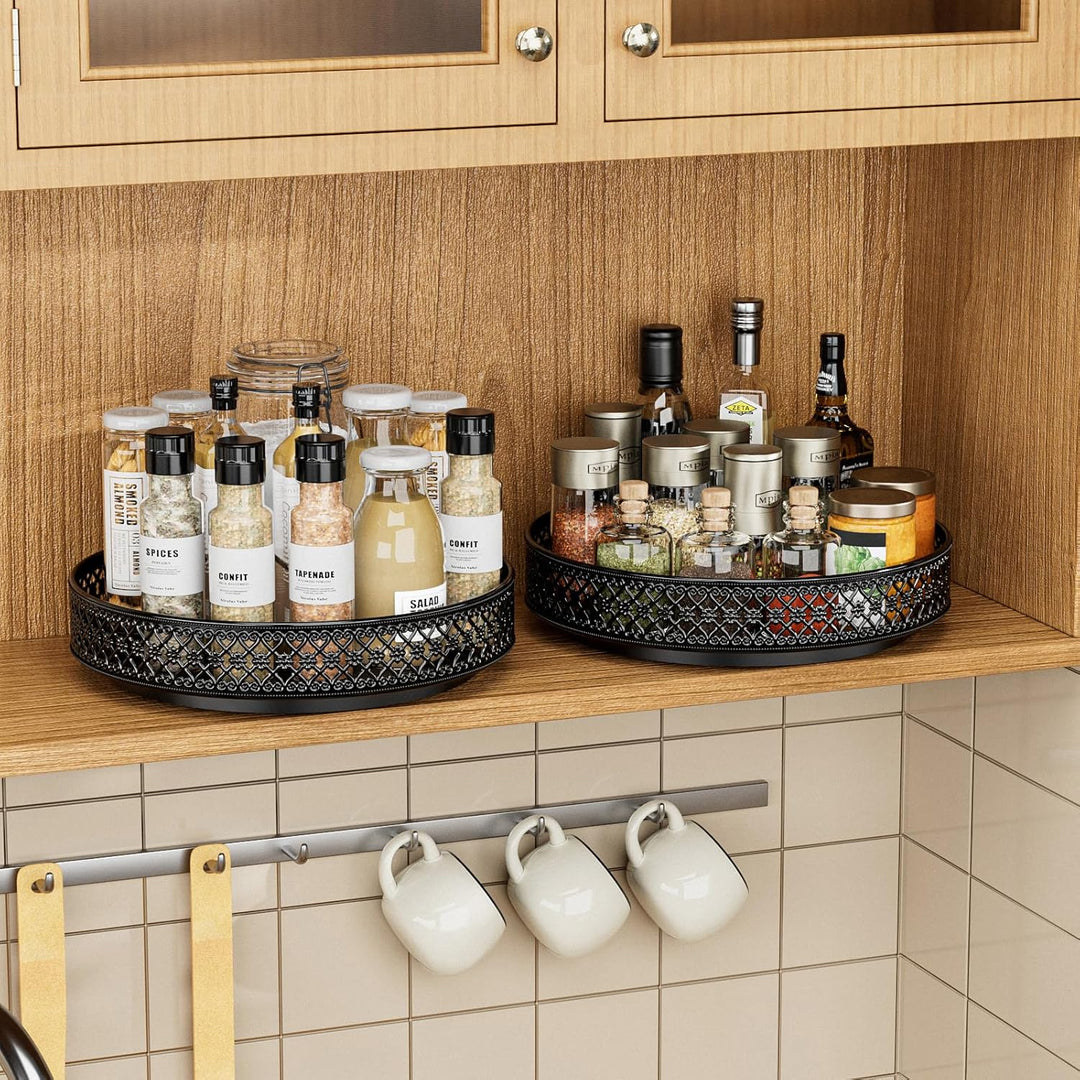 EKNITEY Lazy Susan Drehteller Organizer – 33 cm drehbares Gewürzregal, Metall, Gewürzaufbewahrung fü