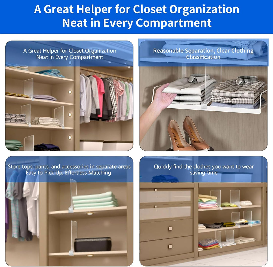 8 Stück Transparente Acryl-Regaltrenner - Multifunktionaler Shelf Divider, 30×20cm, Multifunktionale