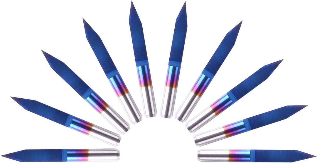 SainSmart Genmitsu 10Pcs Nano Blue Coat Gravierstichel, 30 Grad 0,1 mm Spitze 1/8 "Schaft CNC Fräser