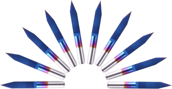 SainSmart Genmitsu 10Pcs Nano Blue Coat Gravierstichel, 30 Grad 0,1 mm Spitze 1/8 "Schaft CNC Fräser