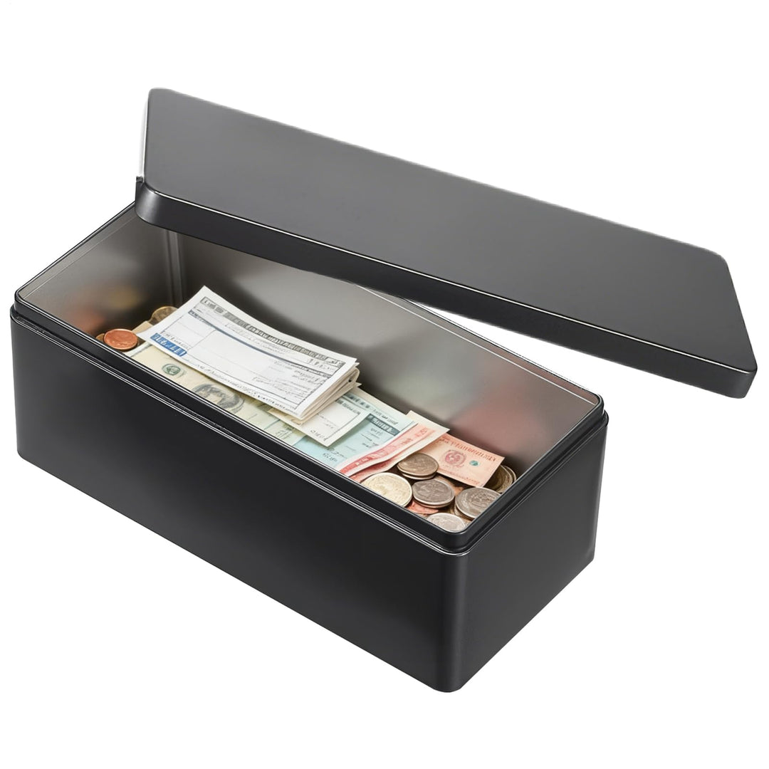 Geldkassette aus Metall, Geldsparbox mit Deckel, Sicherheits-Organizer, rechteckig, für Geldscheine,