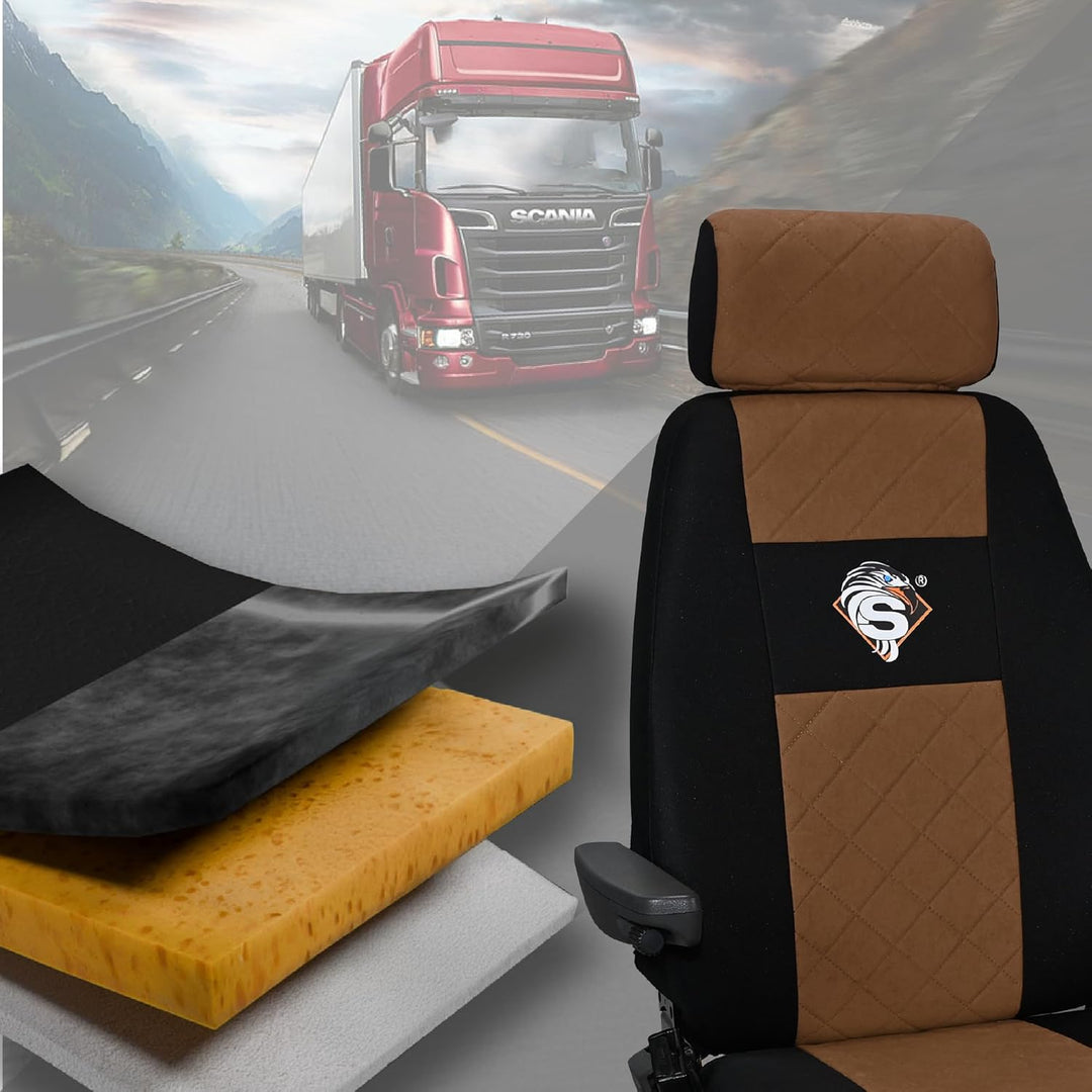 SABA Auto Sitzbezüge LKW für Scania R-Reihe ab 2013, S-Reihe ab 2017, Verschiedene Sitze, 1 Riemen,