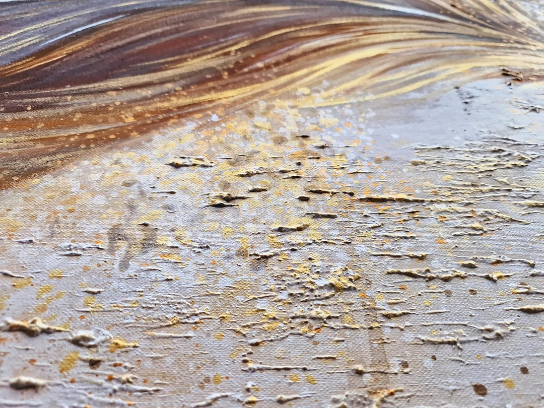 Monica Mirafiori I 100% HANDGEMALT I Gemälde Brown Feather I 100x50cm | Gemälde Handgemalt | Acrylge