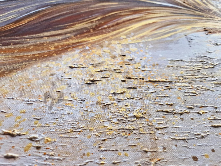 Monica Mirafiori I 100% HANDGEMALT I Gemälde Brown Feather I 100x50cm | Gemälde Handgemalt | Acrylge