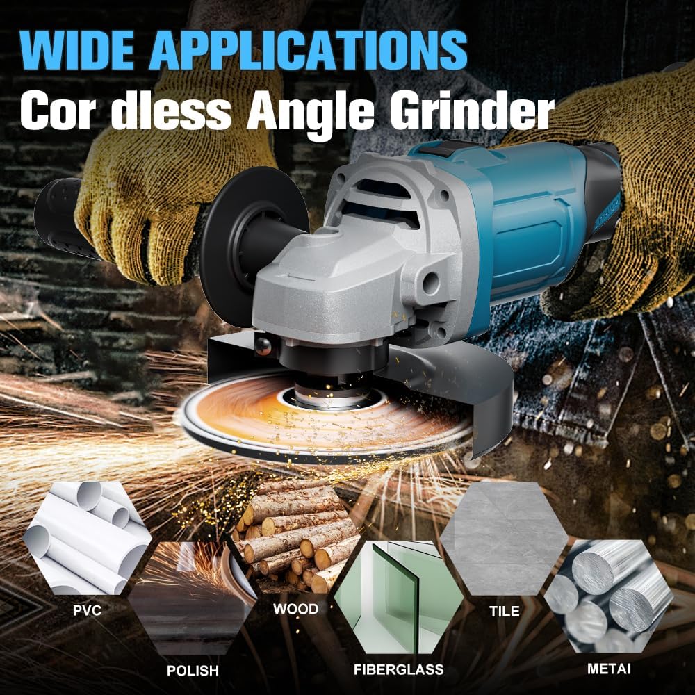 1200W Akku Winkelschleifer für Makita Akku 18V (Ohne Akku), 125mm Akku Flex mit 4 Geschwindigkeiten,