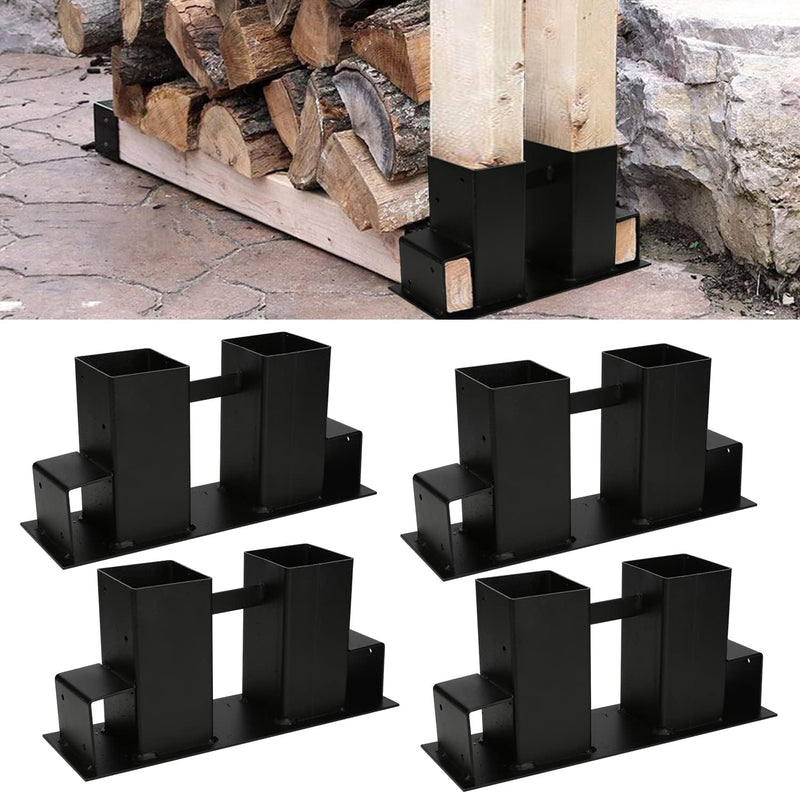 Jopassy 4er Set Holzstapelhilfe, Stabile Brennholz Stapelhilfe, Feuerverzinkt Holzstapelhalter, kami