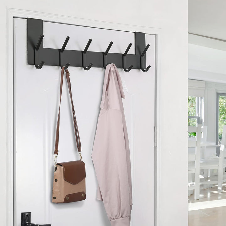SKOLOO Türgarderobe zum Einhängen - für Türen bis 4,5 cm Dicke, Edelstahl Türhakenleiste mit 6 Haken