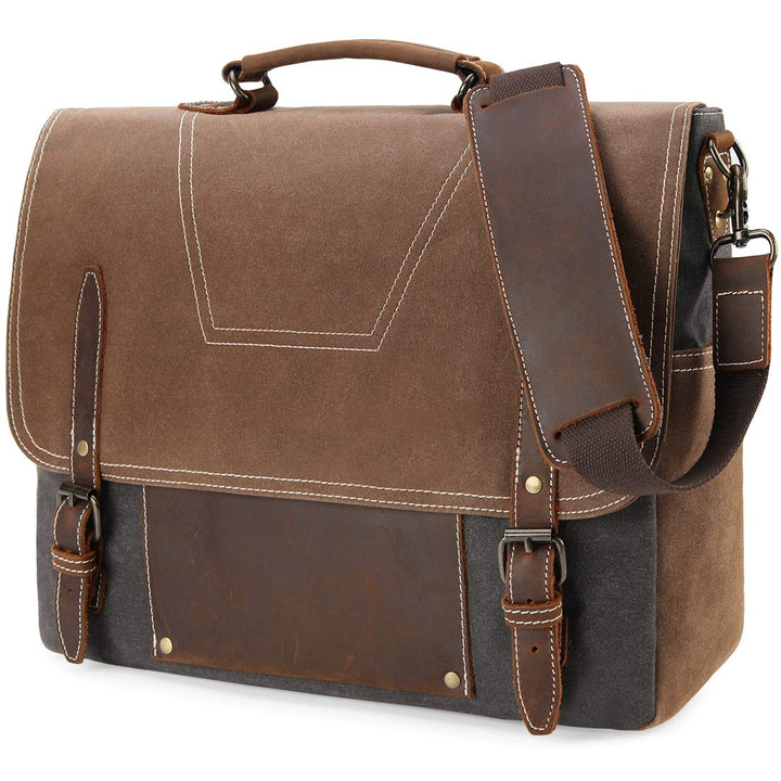 NEWHEY Umhängetasche Herren Aktentasche laptoptasche Leder Wasserdichte Canvas Messenger Bag Arbeits