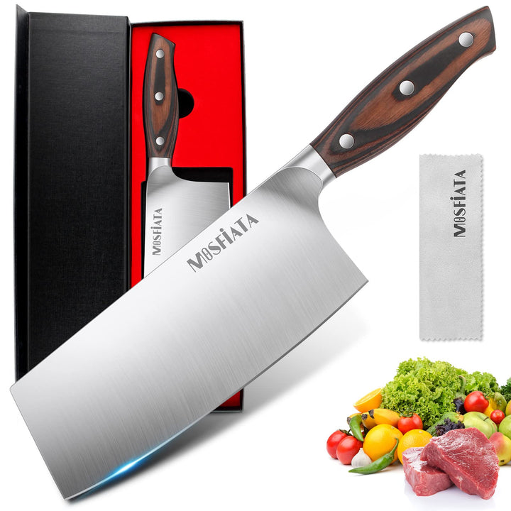 MOSFiATA Hackmesser Kochmesser Klassik Chinesches Küchenmesser 20cm Hackbeil Messer Kochmesser aus D