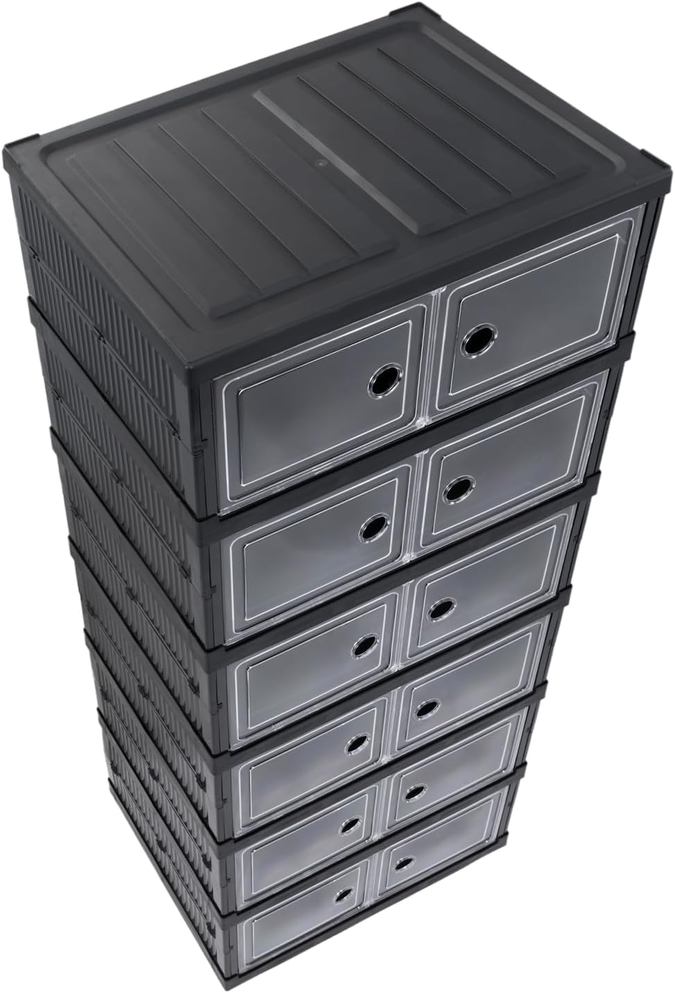 Verda Schuhschrank 6 Reihen Schuhregal und Schuh Organizer aus Kunststoff mit magnetischer Tür, falt