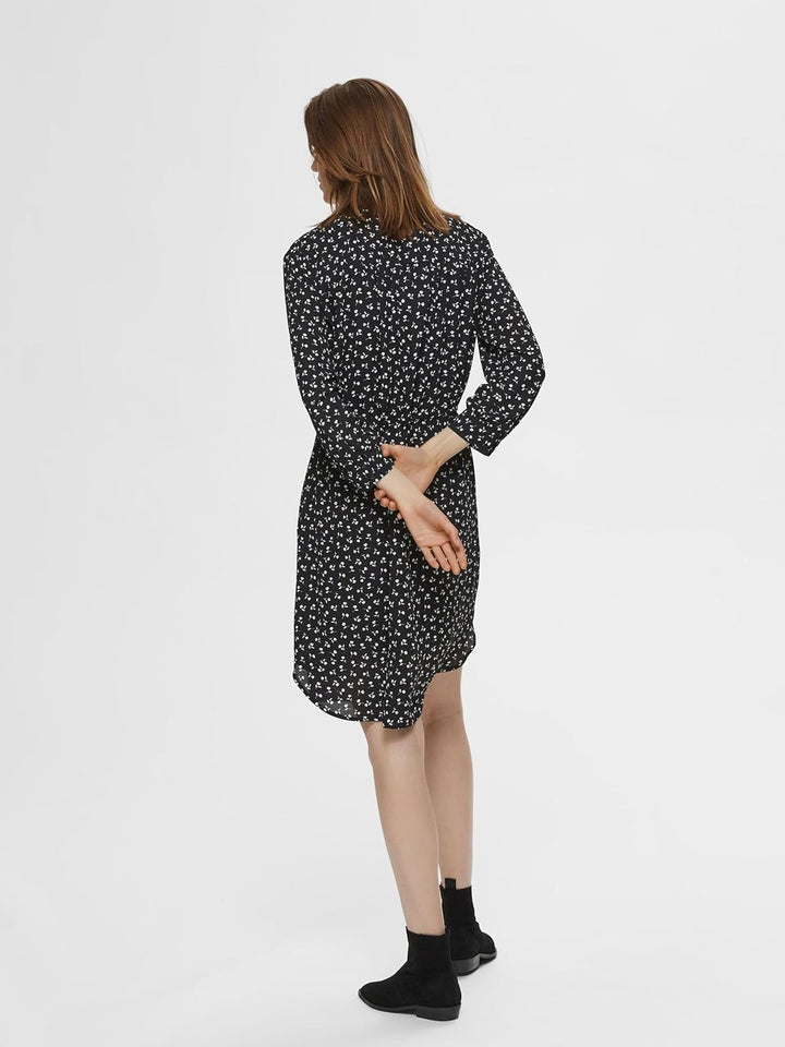 NAME IT Damen Slfdamina 7/8 Aop Dress B Noos, 34 Black/Aop:flower Aop