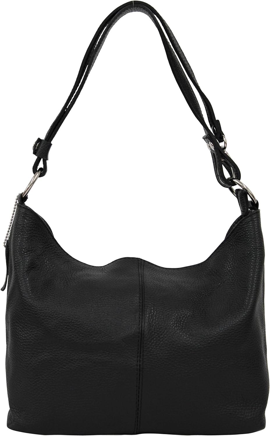 AMBRA Moda Damen Leder Handtasche Schultertasche Umhängetasche Hobo bag GL005 Schwarz Black, Schwarz