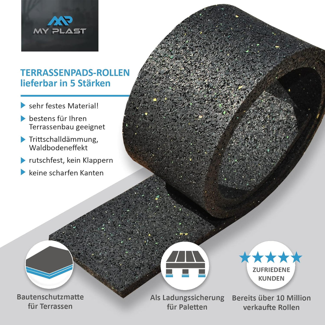 20.000 x 50 x 3mm (20 Meter Rolle) Terrassenpad, Terrassenpads, Gummigranulat, Terrassenbau Rollen S
