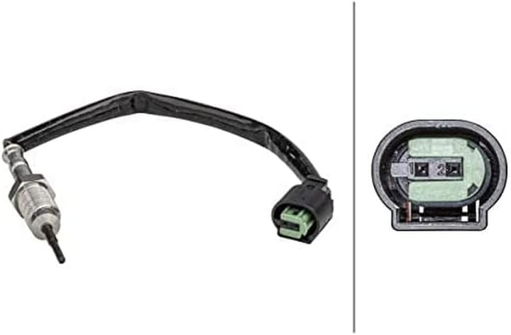 HELLA 6PT 358 181-271 Sensor, Abgastemperatur - 2-polig - geschraubt - Kabel: 155mm