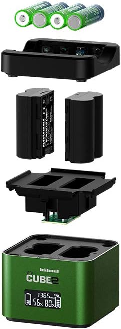 Hähnel Pro Cube 2 Doppelladegerät für DSLR-Kamera Akkus, mit Mingon-Einsatz, Display und Autoladeger