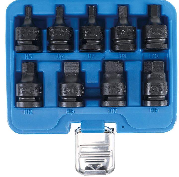 BGS 5485 | Kraft-Bit-Einsatz-Satz | 12,5 mm (1/2") | Innensechskant 5 - 19 mm | 9-tlg.