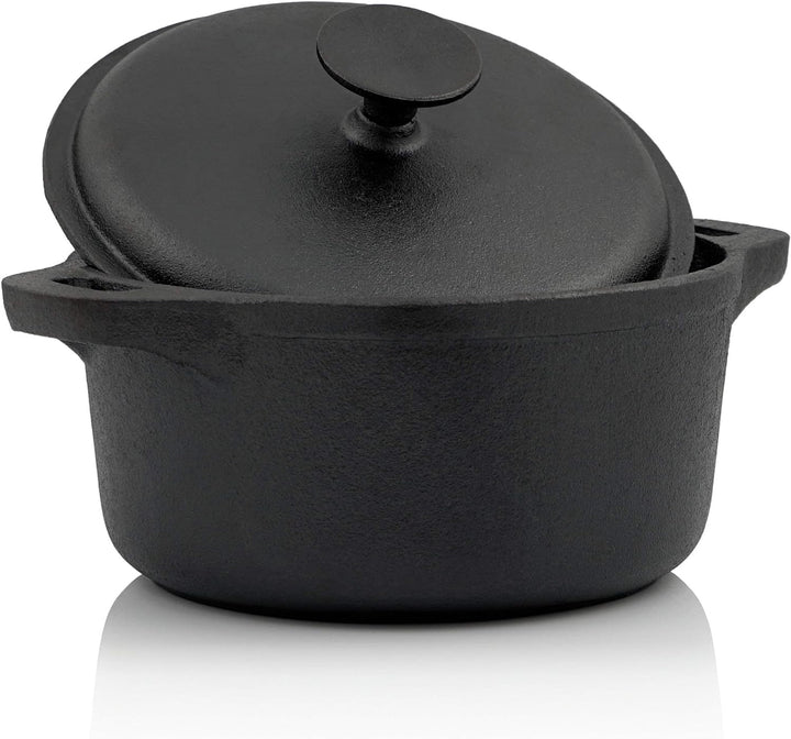 BBQ-Toro Gusseisen Topf | schwarz | Gusstopf - Bräter mit Deckel (3,0 Liter + 4,0 Liter (Set)), 3,0
