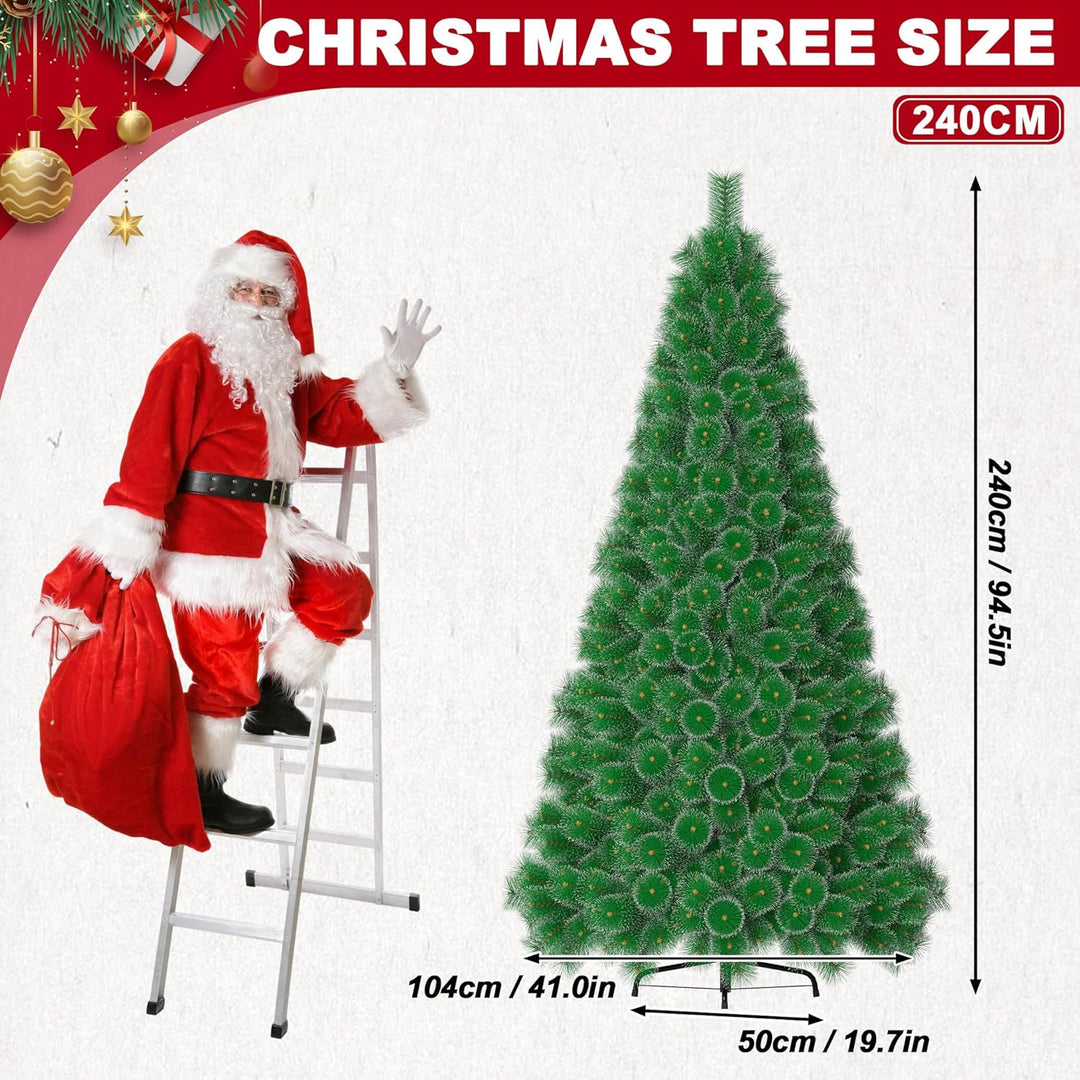 HENGMEI 240cm PVC Weihnachtsbaum Tannenbaum Christbaum Grün künstlicher mit Metallständer ca. 450 Sp