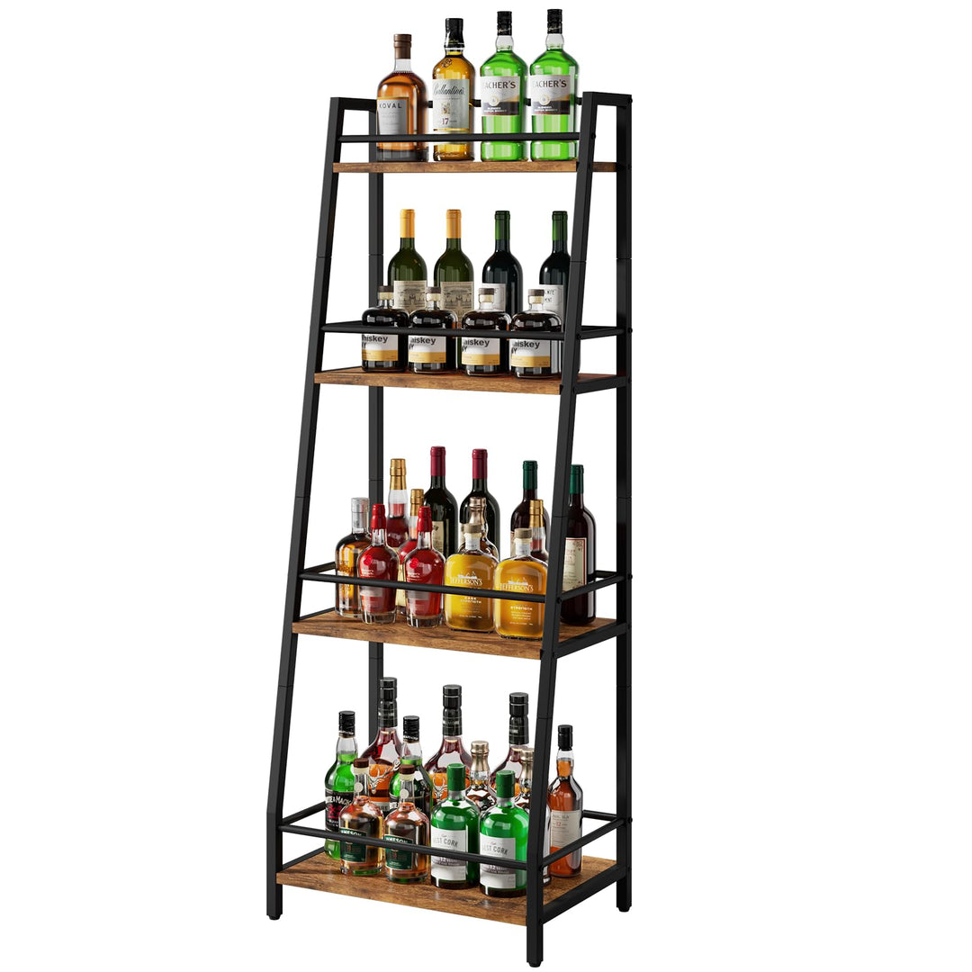 YMYNY 4-Tier Abgestufte Liquor Cabinet Mini Bar, Weinregal Freistehend Boden für Whiskey, Ecke Liquo