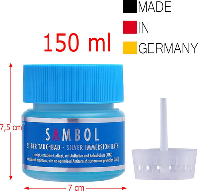 Sambol Silber Tauchbad Set 150 ml Silberbad und 15x16cm Silberpoliertuch