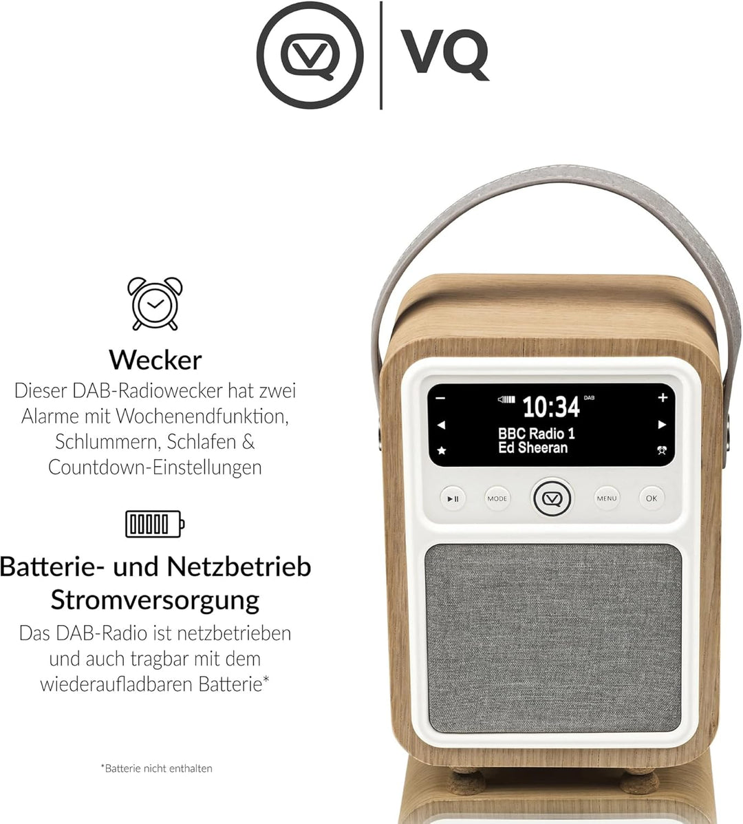 VQ VQ-MONTY-OK Monty Radio w/Bluetooth Eiche Wooden Eiche, Wooden Eiche