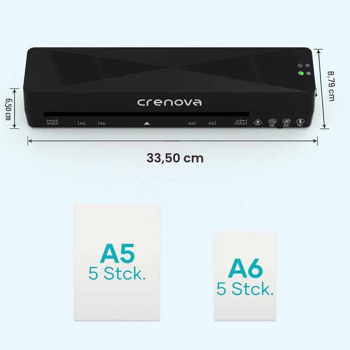 Crenova Laminiergerät A4/A5/A6,Schneller Laminator mit 10 Laminierfolien,Personal für Hausgebrauch,S