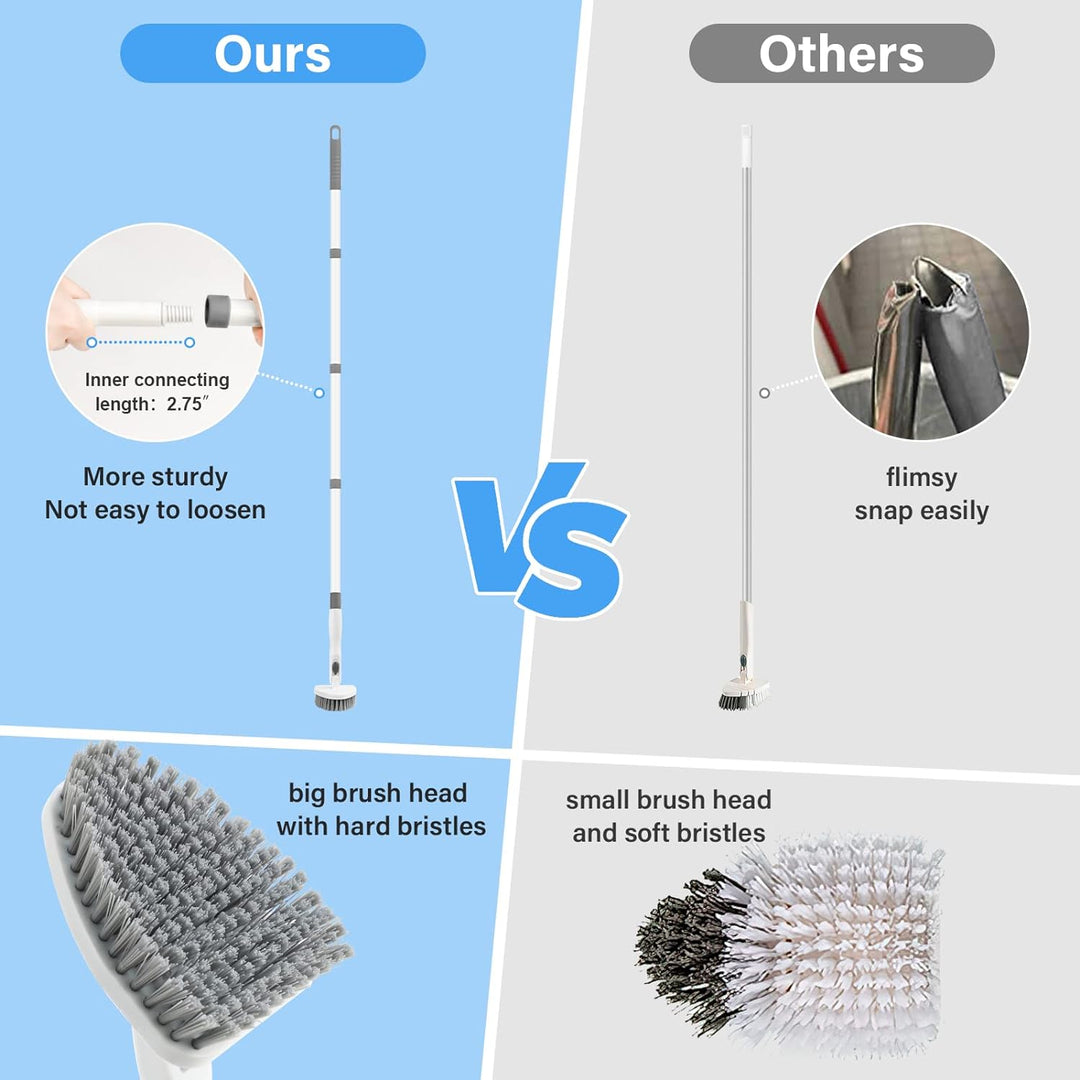 3 in 1 Schrubber mit Stiel, Scrubber Dusche Reinigungsbürste 130.81CM Abnehmbarer Langer Griff steif