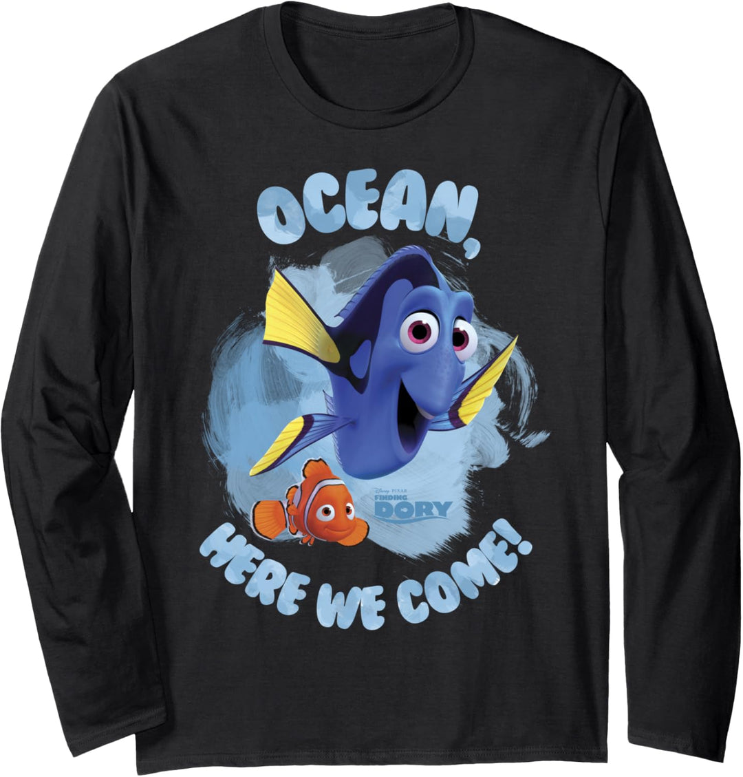 Disney Pixar Finding Dory Here We Come Text Langarmshirt