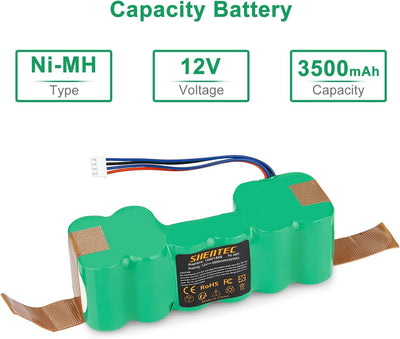 Shentec 12V 3500mAh NI-MH Ersatz Akku für Ecovacs Sweeper DD35 DE33 DE35 DE5G Deebot 900 Deebot 901