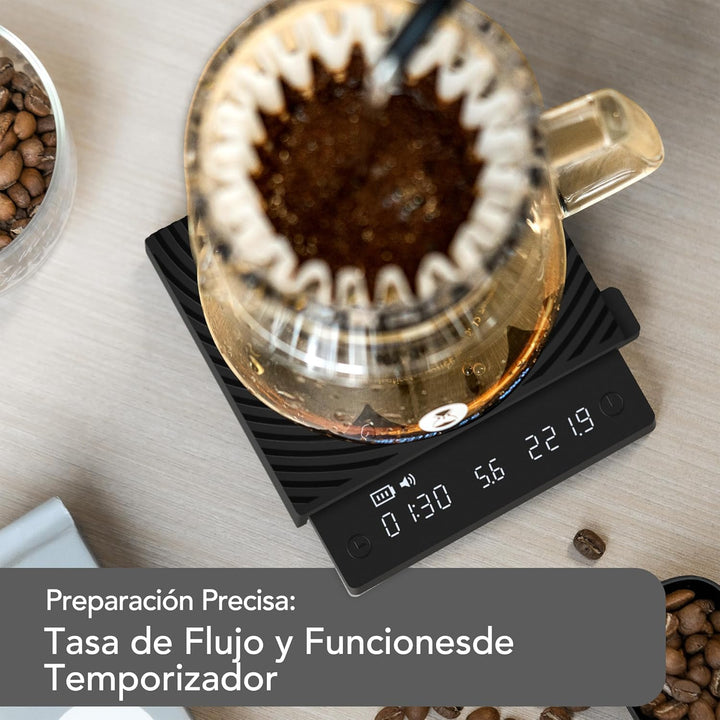 TIMEMORE Black Mirror Mini, digitale Kaffeewaage mit Timer, 2 kg/0,1 g, Durchflussrate-Funktion, kom