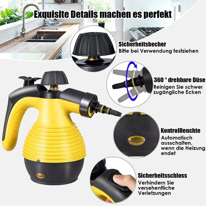 GOPLUS Dampfreiniger Handgerät, 1050W Handdampfreiniger, Aufheizzeit: 3 min., Dampfdruck: 3 bar, 350