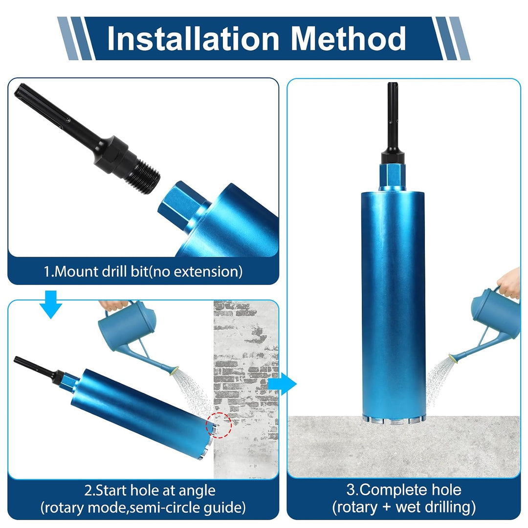 CPROSP 1¼" UNC Diamantbohrkrone ø110mm L450mm, Bohrkrone mit SDS PLUS Adapter, Laserstrahlschweissen