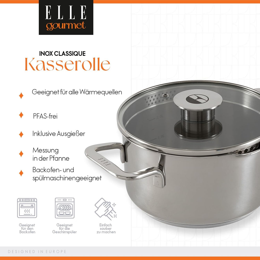 Classique Kochtopf mit Deckel - Ø 20 cm - Suppentopf Induktion Pfanne - Antihaft-beschichtung - Geei