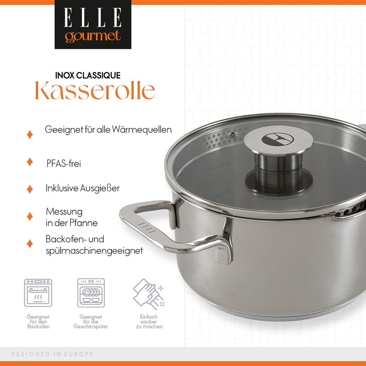 Classique Kochtopf mit Deckel - Ø 20 cm - Suppentopf Induktion Pfanne - Antihaft-beschichtung - Geei