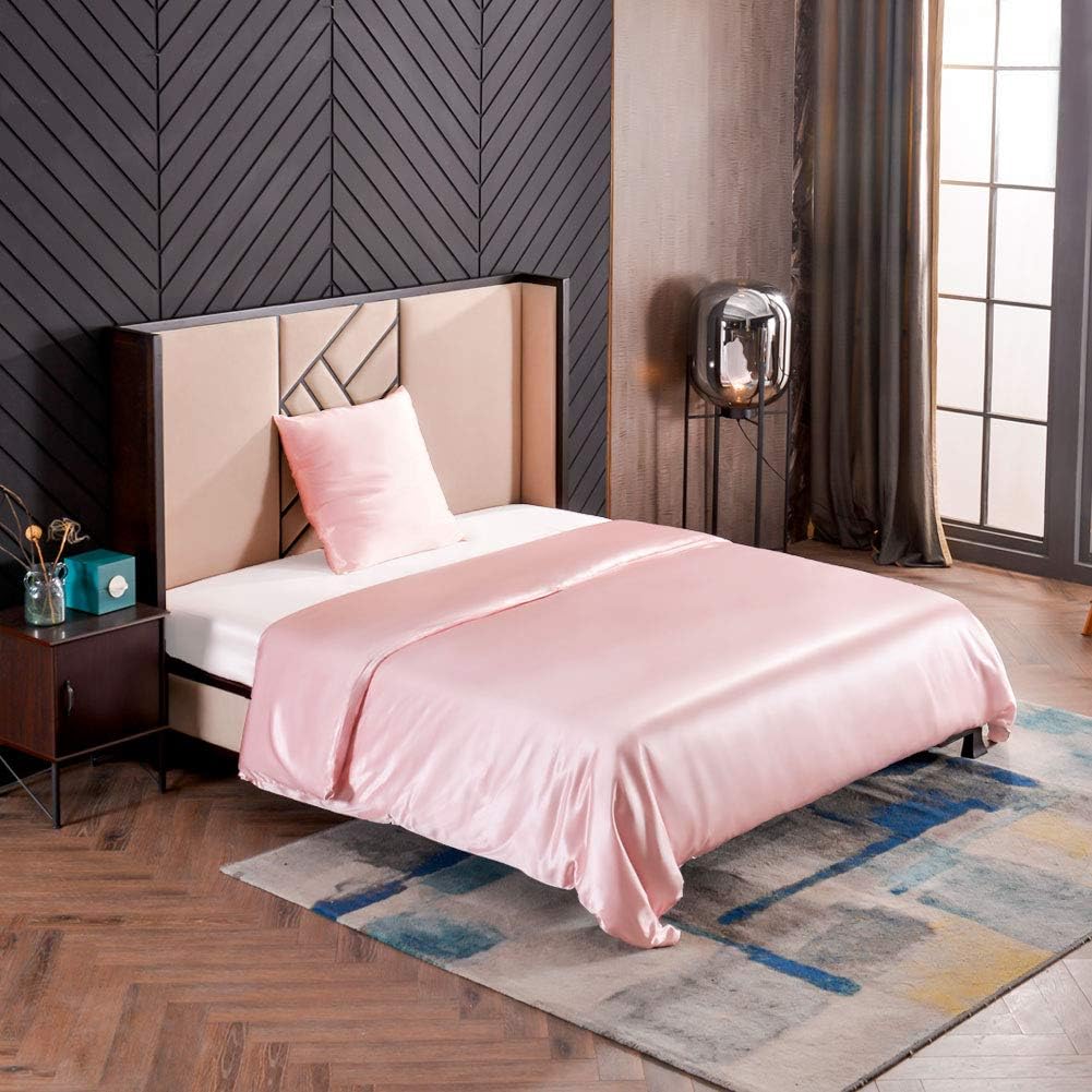 THXSILK Seidenbettwäsche Set 2 teilig, Bettbezug 135 x 200 cm und 80 x 80 cm Kissenbezug, Hypoallerg