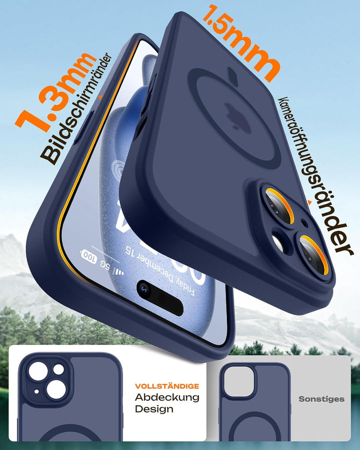 TOCOL 3 in 1 für iPhone 15 Hülle für Magsafe, Vollständiger Kameraschutz Stossfest Kratzfest Magneti