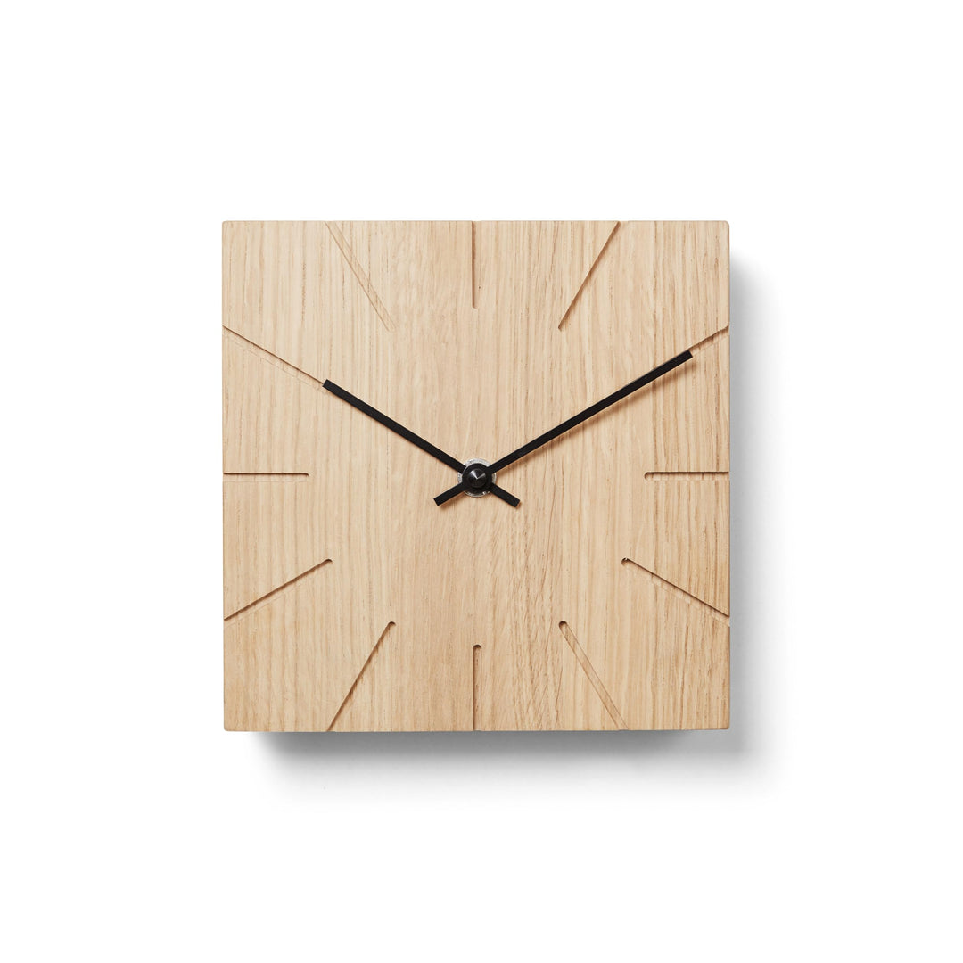 Natuhr Funkuhr Wanduhr Tischuhr Holz - Beam - geräuscharm Massivholz modern Design 17 x 17 cm (Eiche