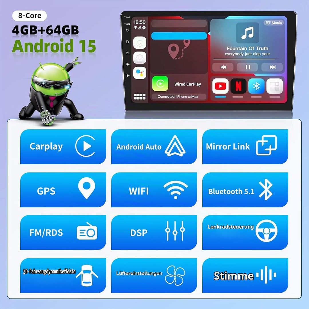 Android 15, 4G+64G 8-Kern CAMECHO Qualcomm Autoradio für Mercedes Benz Smart Fortwo W451 2011-2015 C