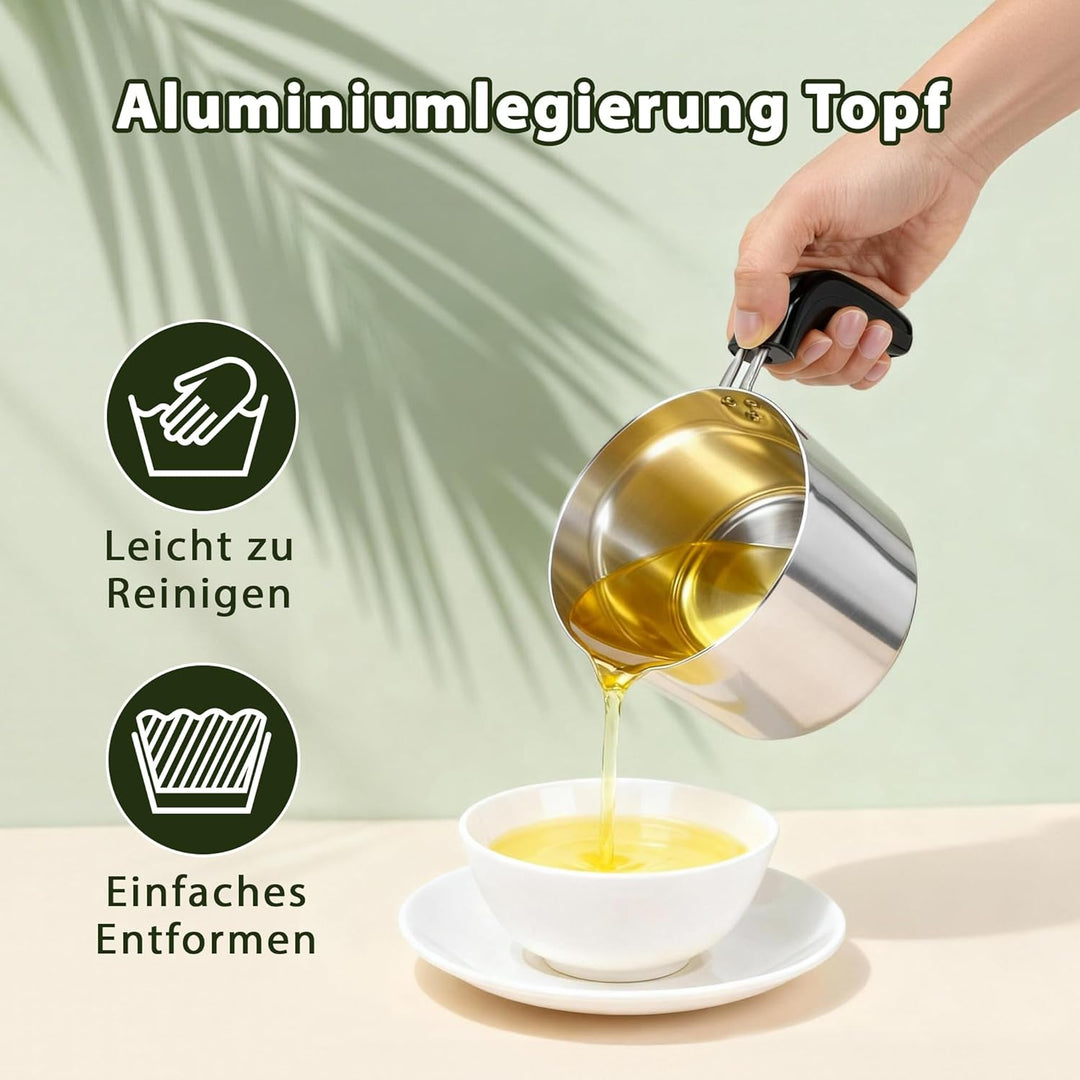 HISUEKIG Elektrischer Wachsschmelzer, 1L Wachsschmelztopf für Kerzenherstellung mit LED Temperaturan