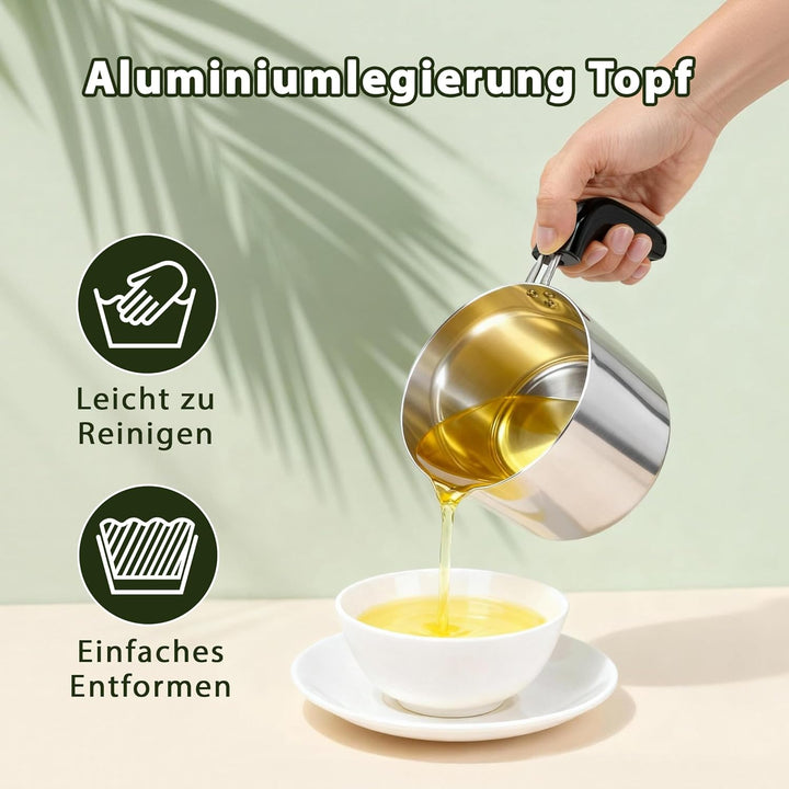 HISUEKIG Elektrischer Wachsschmelzer, 1L Wachsschmelztopf für Kerzenherstellung mit LED Temperaturan