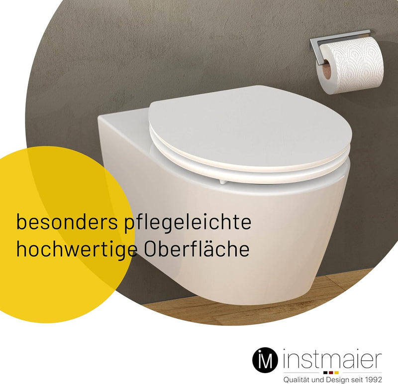 instmaier WC Sitz weiss | weisser Toilettensitz mit Absenkautomatik | Klodeckel aus MDF-Holz | geprü