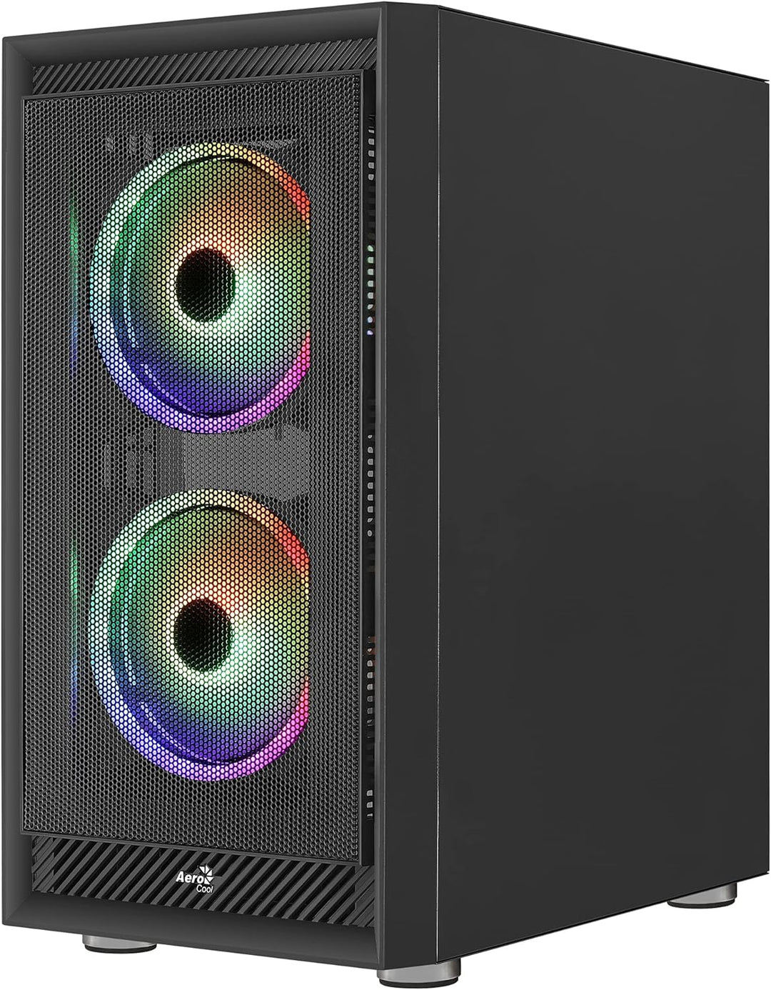 Aerocool Graphite ARGB ATX Mid Tower Case, Tempered Glass Side Panel, 3x 14cm ARGB Fans, Black Schwa